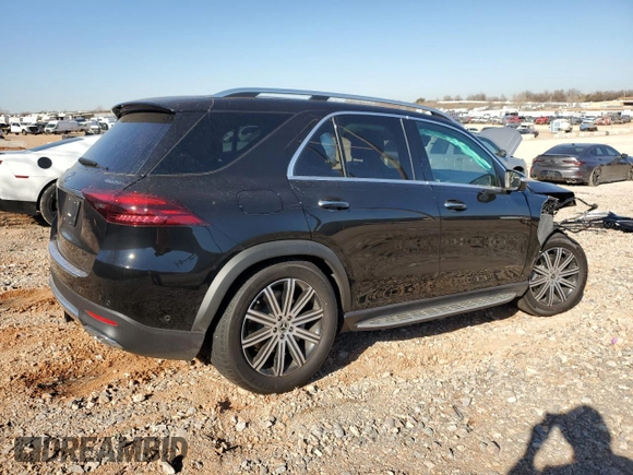 2025 Mercedes-Benz GLE 450 with VIN 4JGFB5KB8SB336062, listed as a Copart auction lot 42207995 with 3,674 mi miles and Salvage title. Bid and sale history available at DreamBid. Image 3.