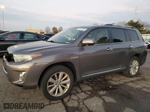 2012 Toyota Highlander Hybrid Limited with VIN JTEDC3EH4C2009197, listed as a Copart auction lot 82310974 with 164,388 mi miles and Salvage Title. Bid and sale history available at carsss.com. Image 1.
