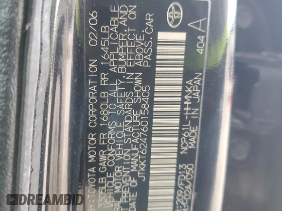 2006 Scion xA z VIN JTKKT624760158405, wystawiony jako Copart lot #59001465 z przebiegiem Nie podano mil oraz Czysty tytuł • Clean title. Historia ofert i sprzedaży dostępna na DreamBid. Obrazek 12.