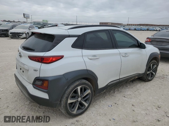 2019 Hyundai Kona Limited with VIN KM8K33A53KU388733, listed as a Copart auction lot 42572875 with 69,301 mi miles and Salvage Title. Bid and sale history available at carsss.com. Image 3.