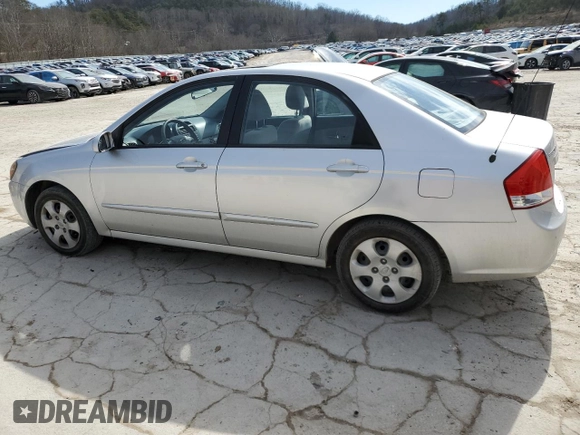 2009 Kia Spectra EX with VIN KNAFE221195655309, listed as a Copart auction lot 46620985 with 105,607 mi miles and Salvage Title. Bid and sale history available at DreamBid. Image 2.