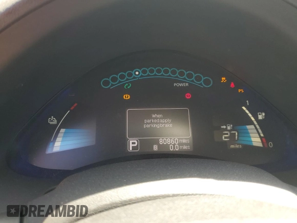 2015 Nissan LEAF S with VIN 1N4AZ0CP0FC310990, listed as a Copart auction lot 64315325 with 80,860 mi miles and Salvage title. Bid and sale history available at DreamBid. Image 9.