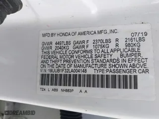 2020 Acura TLX with VIN 19UUB1F32LA004148, listed as a IAAI auction lot 41581447 with 57,606 mi miles. Bid and sale history available at carsss.com. Image 9.