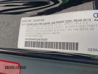 2018 Audi A4 Premium Plus with VIN WAUENAF42JA074259, listed as a IAAI auction lot 41774298 with 147,162 mi miles. Bid and sale history available at carsss.com. Image 9.