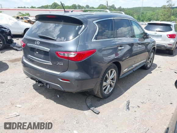 2013 Infiniti JX35 with VIN 5N1AL0MM9DC350915, listed as a IAAI auction lot 42076964 with 162,617 mi miles. Bid and sale history available at carsss.com. Image 4.