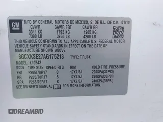 2010 Chevrolet Silverado 1500 with VIN 3GCXKSE27AG175213, listed as a IAAI auction lot 41622417 with 247,053 mi miles and . Bid and sale history available at DreamBid. Image 9.