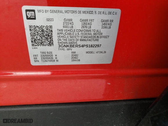2023 Chevrolet Blazer RS with VIN 3GNKBERS4PS182297, listed as a Copart auction lot 49135415 with 28,875 mi miles and Salvage Title. Bid and sale history available at carsss.com. Image 12.