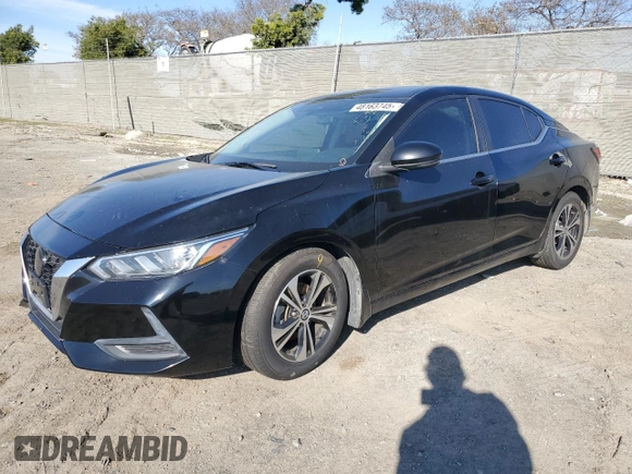 2020 Nissan Sentra SV with VIN 3N1AB8CV3LY219097, listed as a Copart auction lot 48163745 with 61,353 mi miles and Salvage Title. Bid and sale history available at carsss.com. Image 1.