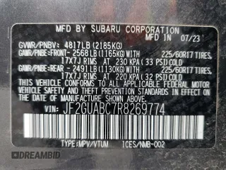 2024 Subaru Crosstrek с VIN JF2GUABC7R8269774, выставлен на аукционе Copart как лот 61070915 с пробегом 876 миль миль и Списание • Salvage title. История ставок и продаж доступна на DreamBid. Изображение 12.
