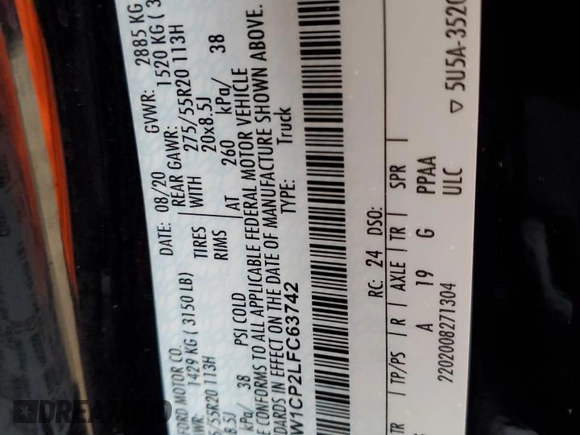 2020 Ford F-150 XL with VIN 1FTEW1CP2LFC63742, listed as a Copart auction lot 48354875 with 24,493 mi miles and Salvage Title. Bid and sale history available at DreamBid. Image 15.