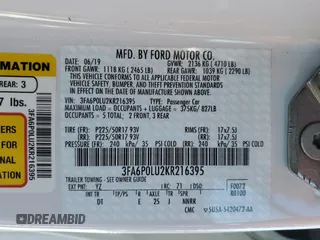 2019 Ford Fusion Hybrid SE with VIN 3FA6P0LU2KR216395, listed as a Copart auction lot 73071552 with 21,922 mi miles. Bid and sale history available at carsss.com. Image 12.