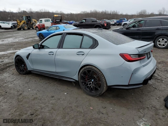 2023 BMW M3 Competition xDrive with VIN WBS43AY02PFP75791, listed as a Copart auction lot 46810125 with 0 mi miles and Salvage Title. Bid and sale history available at carsss.com. Image 2.