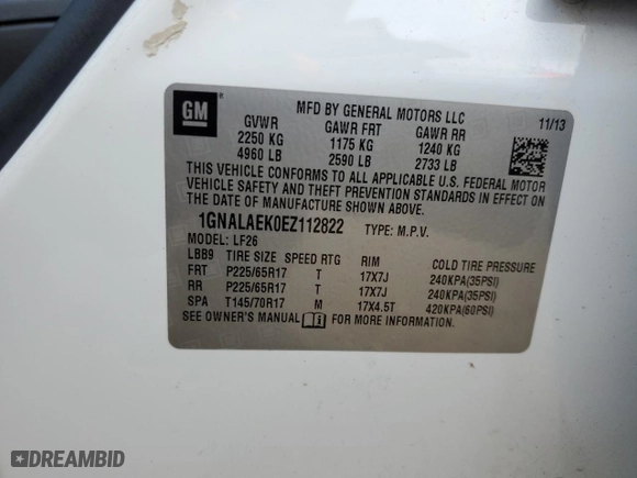 2014 Chevrolet Equinox LS with VIN 1GNALAEK0EZ112822, listed as a Copart auction lot 43602935 with 150,703 mi miles and Salvage Title. Bid and sale history available at carsss.com. Image 16.