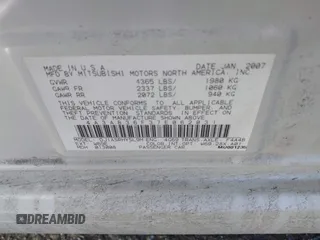 2007 Mitsubishi Galant ES z VIN 4A3AB36F37E062031, wystawiony jako IAAI lot #41503540 z przebiegiem 129 019 mil mil oraz . Historia ofert i sprzedaży dostępna na DreamBid. Obrazek 9.