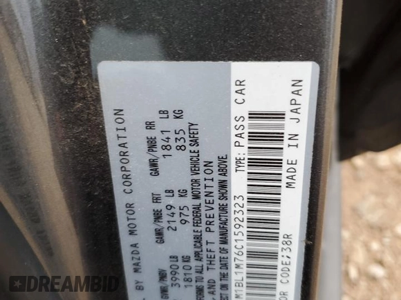 2012 Mazda 3 i Grand Touring with VIN JM1BL1M76C1592323, listed as a Copart auction lot 47730115 with 100,393 mi miles and Clean Title. Bid and sale history available at DreamBid. Image 12.