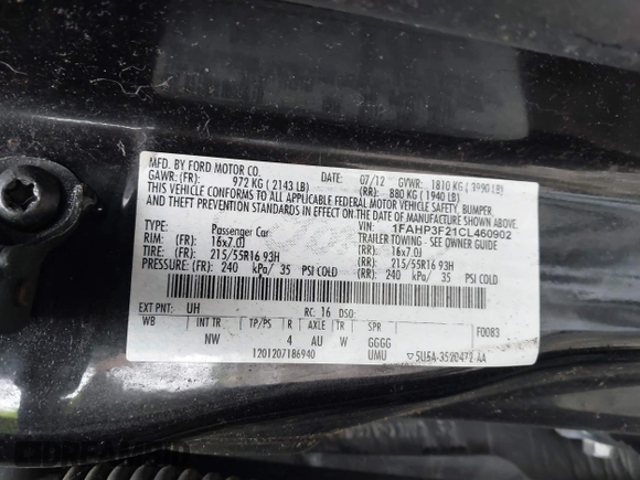 2012 Ford Focus SE с VIN 1FAHP3F21CL460902, выставлен на аукционе IAAI как лот 42482808 с пробегом 147 576 миль миль и . История ставок и продаж доступна на DreamBid. Изображение 9.