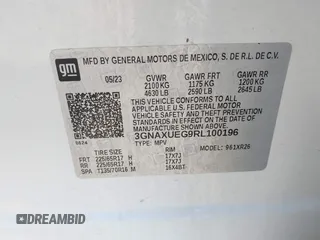 2024 Chevrolet Equinox LT z VIN 3GNAXUEG9RL100196, wystawiony jako IAAI lot #42479969 z przebiegiem 23 585 mil mil oraz . Historia ofert i sprzedaży dostępna na DreamBid. Obrazek 9.