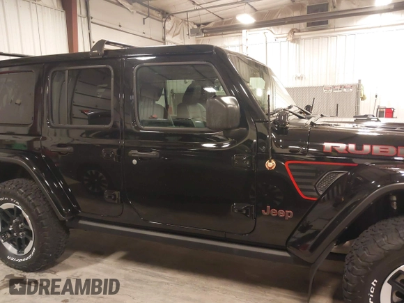2021 Jeep Wrangler Unlimited Rubicon with VIN 1C4HJXFN2MW719135, listed as a IAAI auction lot 41835698 with 20,447 mi miles and . Bid and sale history available at DreamBid. Image 13.