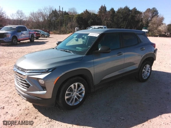 2025 Chevrolet TrailBlazer LS with VIN KL79MMSP4SB020155, listed as a Copart auction lot 44446145 with 3,432 mi miles and Salvage Title. Bid and sale history available at carsss.com. Image 1.