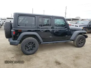 2022 Jeep Wrangler Unlimited Sport S with VIN 1C4HJXDG6NW141997, listed as a Copart auction lot 58938655 with 67,222 mi miles and Salvage title. Bid and sale history available at DreamBid. Image 4.