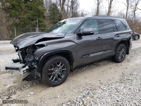 2023 Toyota Sequoia SR5 with VIN 7SVAAABA0PX005655, listed as a Copart auction lot 48110165 with 27,290 mi miles and Salvage Title. Bid and sale history available at carsss.com. Image 1.