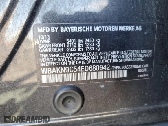 2014 BMW 5 Series 550i z VIN WBAKN9C54ED680942, wystawiony jako Copart lot #58371645 z przebiegiem 172 261 mil mil oraz Czysty tytuł • Clean title. Historia ofert i sprzedaży dostępna na DreamBid. Obrazek 12.