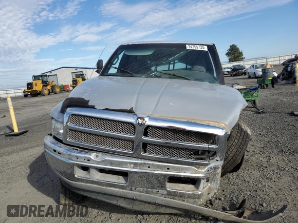 1999 Dodge Ram 2500 with VIN 3B7KF266XXM546245, listed as a Copart auction lot 74755734 with 123,219 mi miles and Salvage Title. Bid and sale history available at carsss.com. Image 5.