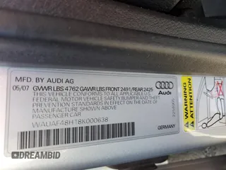 2008 Audi A4 2.0T z VIN WAUAF48H18K000638, wystawiony jako Copart lot #43280425 z przebiegiem 118 138 mil mil oraz Czysty tytuł • Clean title. Historia ofert i sprzedaży dostępna na DreamBid. Obrazek 12.
