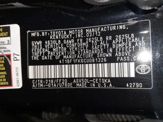 2012 Toyota Camry L with VIN 4T1BF1FK6CU081326, listed as a IAAI auction lot 42016718 with 220,297 mi miles. Bid and sale history available at carsss.com. Image 9.