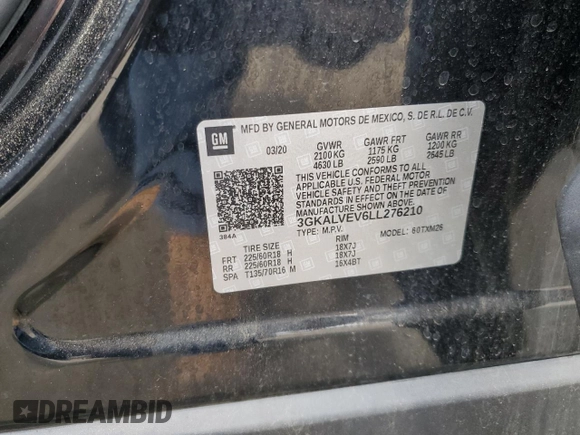 2020 GMC Terrain SLT z VIN 3GKALVEV6LL276210, wystawiony jako Copart lot #55407945 z przebiegiem 104 281 mil mil oraz Szkoda całkowita • Salvage title. Historia ofert i sprzedaży dostępna na DreamBid. Obrazek 15.
