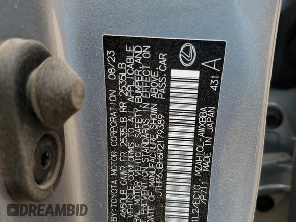 2024 Lexus UX 250h Premium с VIN JTHP6JBH6R2179389, выставлен на аукционе Copart как лот 78084564 с пробегом 7 707 миль миль и Списание • Salvage title. История ставок и продаж доступна на DreamBid. Изображение 13.
