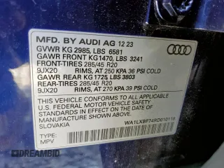 2024 Audi Q7 Premium Plus z VIN WA1LXBF74RD010118, wystawiony jako Copart lot #59724545 z przebiegiem 7 641 mil mil oraz Szkoda całkowita • Salvage title. Historia ofert i sprzedaży dostępna na DreamBid. Obrazek 13.