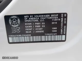 2020 Volkswagen Passat 2.0T S with VIN 1VWAA7A35LC004838, listed as a IAAI auction lot 41184897 with 68,628 mi miles. Bid and sale history available at carsss.com. Image 9.