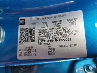 2022 Chevrolet Colorado 4WD ZR2 with VIN 1GCGTEEN7N1322272, listed as a Copart auction lot 48326175 with 13,997 mi miles and Salvage Title. Bid and sale history available at carsss.com. Image 12.