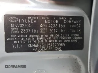 2005 Hyundai Sonata GL with VIN KMHWF25H15A170965, listed as a Copart auction lot 82664054 with 69,962 mi miles and Salvage Title. Bid and sale history available at carsss.com. Image 12.