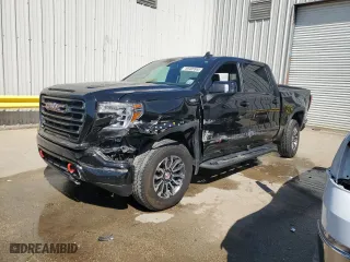 2021 GMC Sierra 1500 AT4 with VIN 3GTU9EET9MG370548, listed as a Copart auction lot 48034845 with 53,406 mi miles and Salvage Title. Bid and sale history available at carsss.com. Image 1.