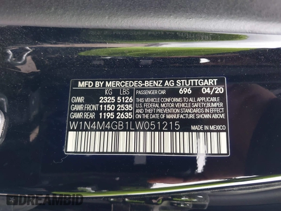 2020 Mercedes-Benz GLB 250 z VIN W1N4M4GB1LW051215, wystawiony jako IAAI lot #41507234 z przebiegiem 57 460 mil mil oraz . Historia ofert i sprzedaży dostępna na DreamBid. Obrazek 9.