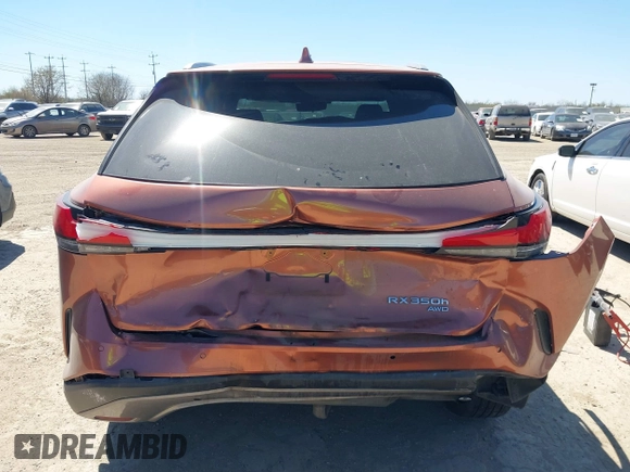 2023 Lexus RX 350h with VIN 2T2BBMCAXPC013722, listed as a IAAI auction lot 41763356 with 40,721 mi miles and . Bid and sale history available at DreamBid. Image 16.