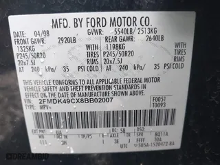 2008 Ford Edge Limited with VIN 2FMDK49CX8BB02007, listed as a IAAI auction lot 41919400 with 177,477 mi miles. Bid and sale history available at carsss.com. Image 9.