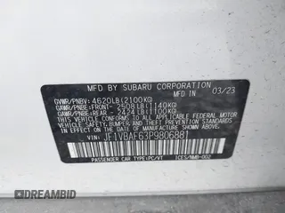 2023 Subaru WRX Premium с VIN JF1VBAF63P9806881, выставлен на аукционе IAAI как лот 41771523 с пробегом Не указан миль и . История ставок и продаж доступна на DreamBid. Изображение 9.