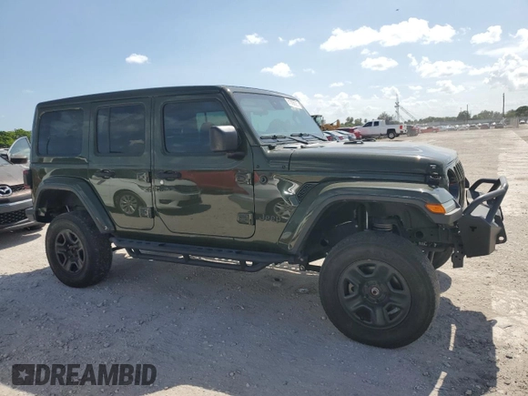 2021 Jeep Wrangler Unlimited Sahara Altitude with VIN 1C4HJXEM9MW596278, listed as a Copart auction lot 61005625 with 47,033 mi miles and Salvage title. Bid and sale history available at DreamBid. Image 4.