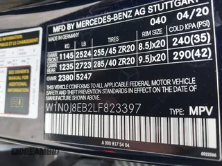 2020 Mercedes-Benz GLC with VIN W1N0J8EB2LF823397, listed as a IAAI auction lot 41469142 with 86,252 mi miles. Bid and sale history available at carsss.com. Image 9.