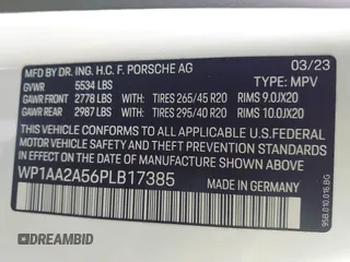 2023 Porsche Macan with VIN WP1AA2A56PLB17385, listed as a IAAI auction lot 41778547 with 25,044 mi miles. Bid and sale history available at carsss.com. Image 9.