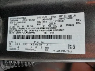 2020 Ford F-150 XL with VIN 1FTEW1CP3LKE39043, listed as a Copart auction lot 44728905 with 146,597 mi miles and Salvage Title. Bid and sale history available at carsss.com. Image 13.
