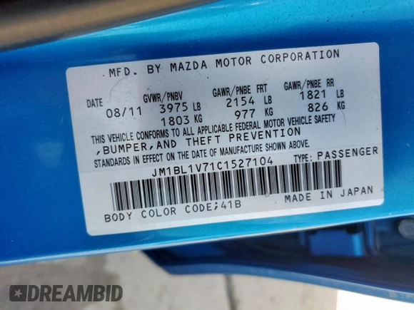 2012 Mazda 3 i Touring with VIN JM1BL1V71C1527104, listed as a Copart auction lot 50247405 with 204,915 mi miles and Clean Title. Bid and sale history available at DreamBid. Image 13.