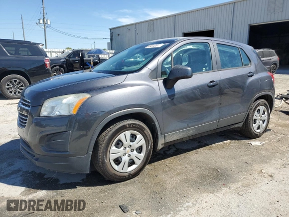 2016 Chevrolet Trax LS with VIN 3GNCJKSB6GL237035, listed as a Copart auction lot 50499105 with 157,542 mi miles and Salvage Title. Bid and sale history available at carsss.com. Image 1.