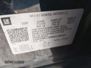 2021 GMC Acadia SLE with VIN 1GKKNKLA9MZ136112, listed as a IAAI auction lot 41212337 with 76,827 mi miles and . Bid and sale history available at DreamBid. Image 9.