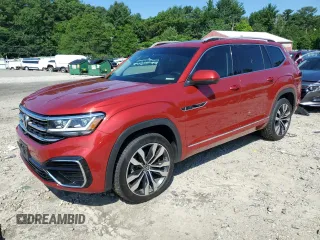 2021 Volkswagen Atlas SEL Premium R-Line with VIN 1V2FR2CA5MC537286, listed as a Copart auction lot 61811244 with 76,269 mi miles and Salvage title. Bid and sale history available at DreamBid. Image 1.