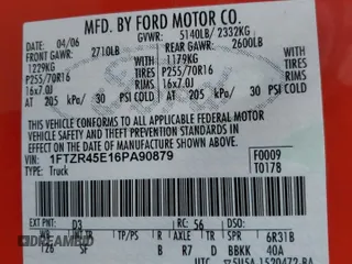 2006 Ford Ranger XLT z VIN 1FTZR45E16PA90879, wystawiony jako Copart lot #52445675 z przebiegiem Nie podano mil oraz Nie do naprawy • Non repairable. Historia ofert i sprzedaży dostępna na DreamBid. Obrazek 13.