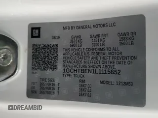 2020 Chevrolet Colorado 4WD Work Truck z VIN 1GCHTBEN1L1115652, wystawiony jako Copart lot #44711035 z przebiegiem 14 861 mil mil oraz Szkoda całkowita • Salvage title. Historia ofert i sprzedaży dostępna na DreamBid. Obrazek 14.